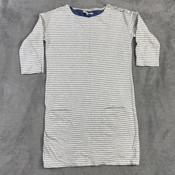 next Tops - NEXT Top Womens 8‎ Gray Striped Long Blouse Maternity Pocket 3/5 Sleeve Shirt